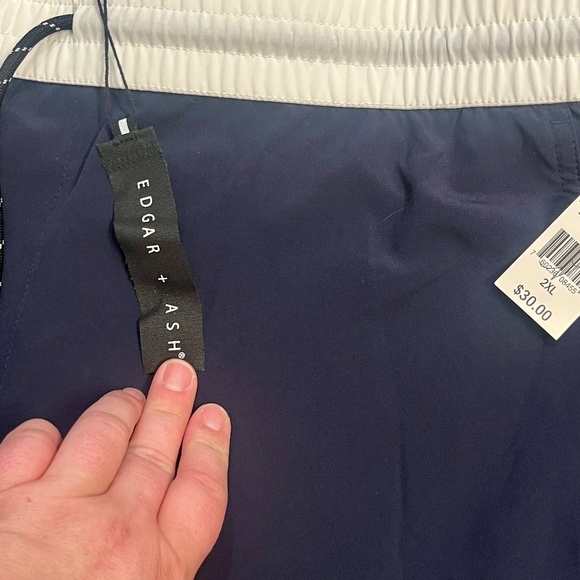 NWT Edgar & Ash Men's Navy Blue White Swim Trunks Shorts Size XXL - Picture 2 of 7